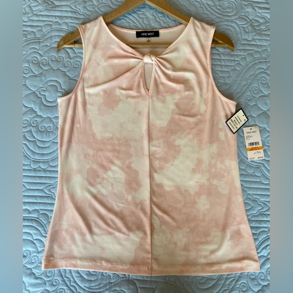 NWT Nine West Sleeveless Pink White Blouse - Picture 5 of 6